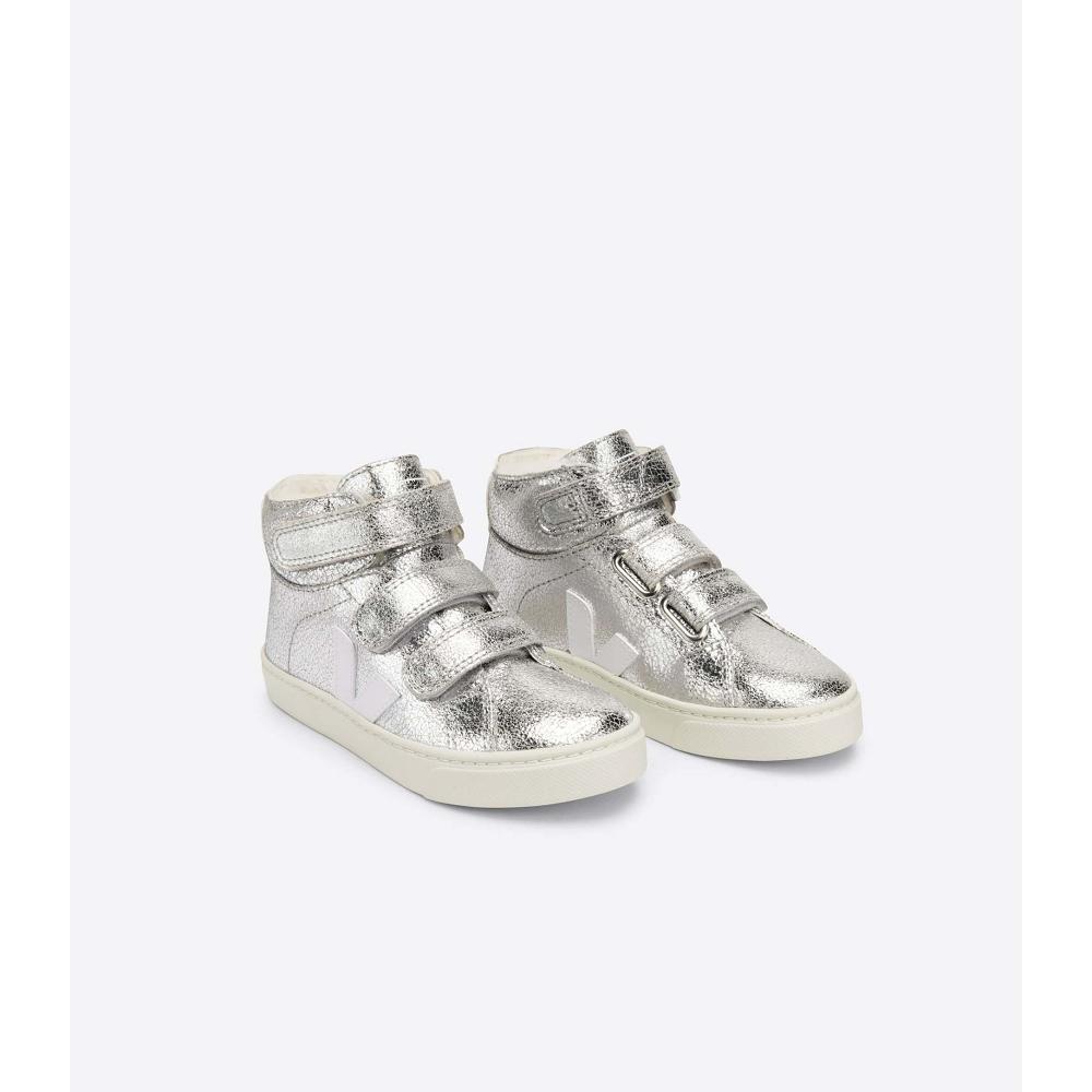 Veja ESPLAR MID FURED SUEDE Kids' Shoes Silver | CA 765WNB